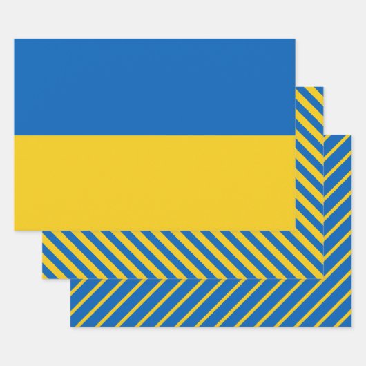 Ukraine-Flagge Modernes Streifenmuster Geschenkpapier Set (Set)