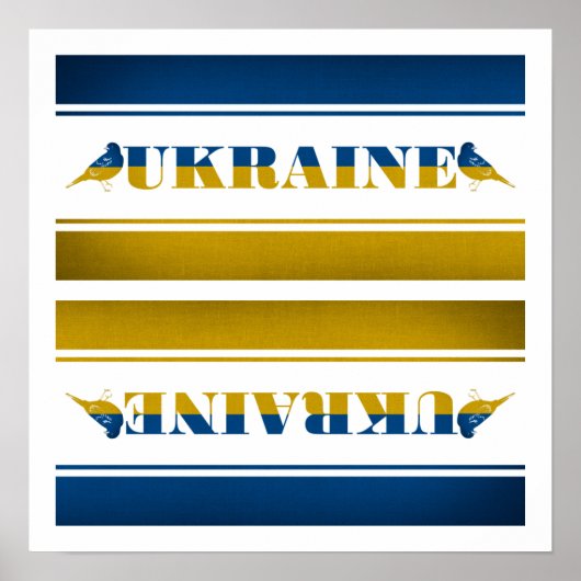 Ukraine-Flagge, Nationale Nachtigallvögel Poster (Vorne)