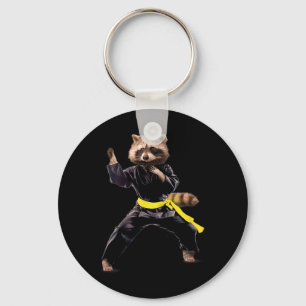 Ukraine-Flagge Niedlicher Kungfu-Waschbär Schlüsselanhänger
