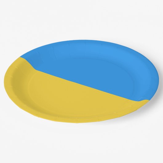 Ukraine-Flagge Pappteller (Schrägansicht)