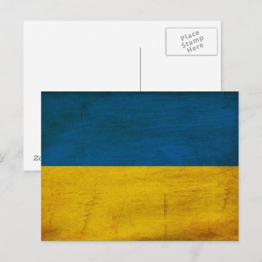 Ukraine-Flagge Postkarte (Vorne/Hinten)