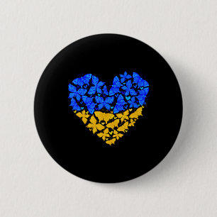 Ukraine-Flagge Schmetterling Herz Vintage Ukrainis Button