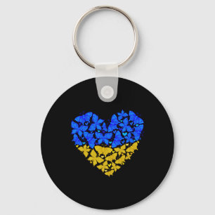 Ukraine-Flagge Schmetterling Herz Vintage Ukrainis Schlüsselanhänger