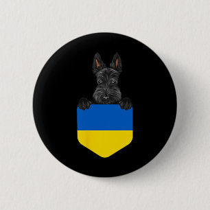 Ukraine-Flagge Schottischer Terrier Hund in der Ta Button