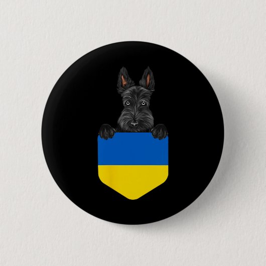 Ukraine-Flagge Schottischer Terrier Hund in der Ta Button (Vorderseite)