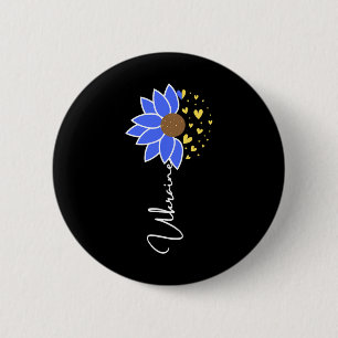 Ukraine-Flagge Sonnenblume Herz  Button