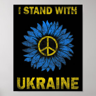 Ukraine-Flagge Sonnenblume Ich stehe mit der Ukrai Poster