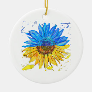 Ukraine-Flagge Sonnenblume Vintage-Shirt Ukrainisc Keramik Ornament