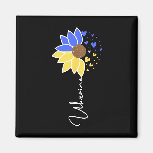 Ukraine-Flagge Sonnenblumen Herzen Magnet (Vorne)