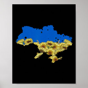 Ukraine-Flagge Sonnenblumen-T-Shirt Floral Vintage Poster