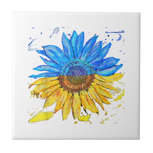 Ukraine Flagge Sonnenblumen Vintages Shirt Ukraini Fliese (Vorderseite)