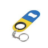 Ukraine-Flagge Stainless Steel Bottle Opener Mini Flaschenöffner (Rückseite Schrägansicht)