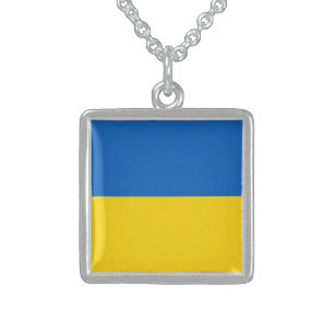 Ukraine-Flagge Sterling Silberkette