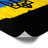 Ukraine-Flagge Trident-Symbol Ukrainisch Tryzub Fr Poster (Ecke)
