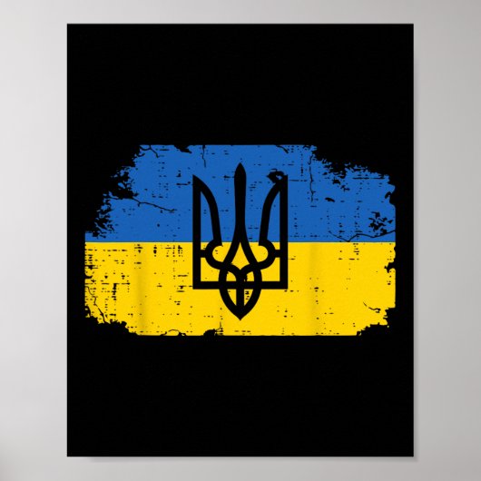 Ukraine-Flagge Trident-Symbol Ukrainisch Tryzub Fr Poster (Vorne)
