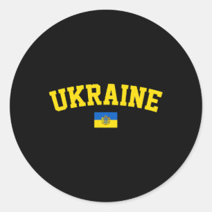 Ukraine-Flagge Trident-Symbol Ukrainischer Patriot Runder Aufkleber