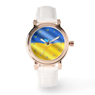 Ukraine-Flagge Uhr Herz - Freiheit