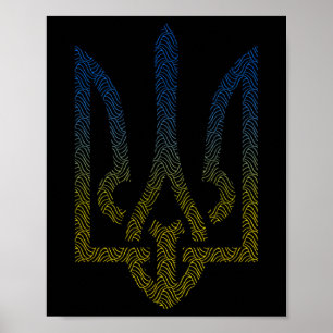 Ukraine-Flagge und Dreizack Ukrainisch Ich stehe m Poster