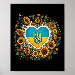 Ukraine-Flagge und Sonnenblumen-Illustration 1 Poster