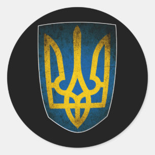 Ukraine-Flagge und Trident Ukrainisch 1  Runder Aufkleber