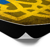 Ukraine-Flagge und Trident Ukrainisch Poster (Ecke)
