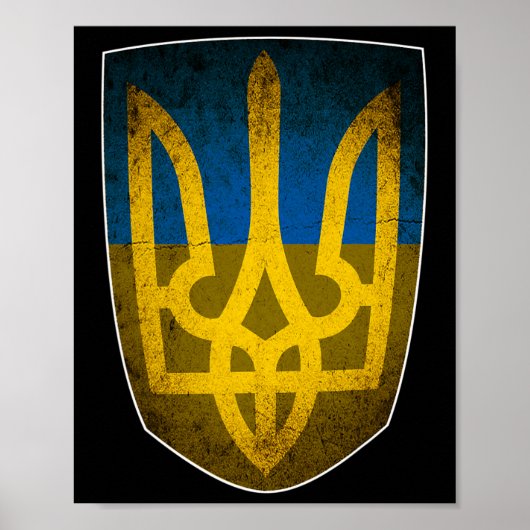 Ukraine-Flagge und Trident Ukrainisch Poster (Vorne)