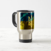 Ukraine-Flagge und Tryzub Reise-Tasse Reisebecher (Vorderseite Links)