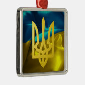 Ukraine-Flagge und Tryzub Silbernes Ornament (Rechts)