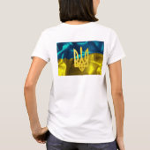 Ukraine-Flagge und Tryzub Slouchy T-Shirt (Rückseite)