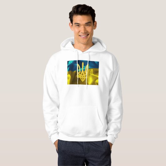 Ukraine-Flagge und Tryzub SweatshirtHoodie Hoodie (Vorne ganz)