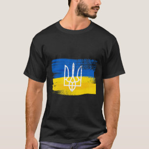 Ukraine-Flagge und Wappen aufgemalt ukrainischer P T-Shirt