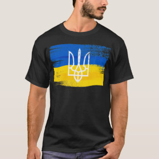 Ukraine-Flagge und Wappen Bemalt Ukrainischer Pat T-Shirt