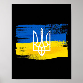 Ukraine-Flagge und Wappen bemalt Ukrainischer Patr Poster