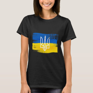 Ukraine-Flagge und Wappen bemalt Ukrainischer Patr T-Shirt