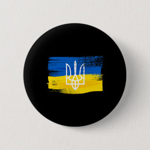Ukraine-Flagge und Wappen, gemalt ukrainischer Pat Button