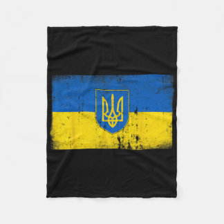 Ukraine-Flagge Vintage Ukrainisches Militär-Emblem Fleecedecke