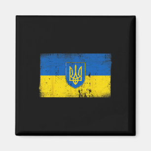 Ukraine-Flagge Vintage Ukrainisches Militär-Emblem Magnet