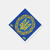 Ukraine, Flagge, Wappen, Tryzub Ukrainische Republ Serviette (Ecke)