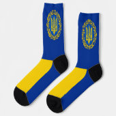 Ukraine, Flagge, Wappen, Tryzub Ukrainische Republ Socken (Linkes Detail)