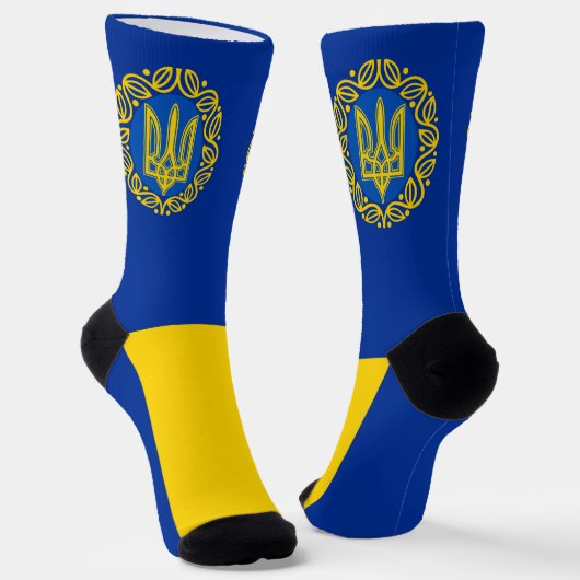 Ukraine, Flagge, Wappen, Tryzub Ukrainische Republ Socken (Gewinkelt)