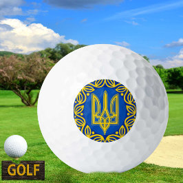 Ukraine, Flagge, Wappen, ukrainische Tryzub Golfball