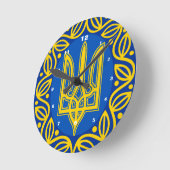 Ukraine, Flagge, Wappen, ukrainische Tryzub Runde Wanduhr (Winkel)