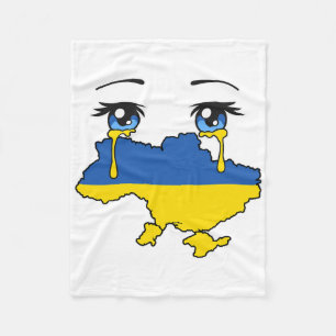 Ukraine-Flagge weint Tränen für die Ukraine 1 Fleecedecke