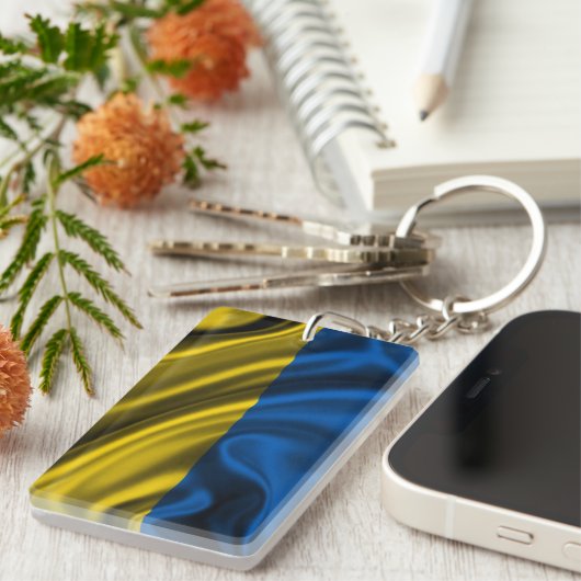 Ukraine-Flaggen-Gewebe Schlüsselanhänger (Vorderseite rechts)