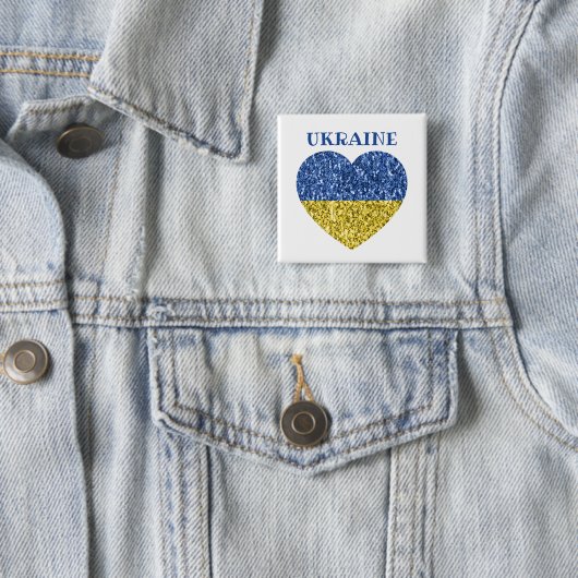 Ukraine Flaggen Glitzer Imitate Glitzern Herzstück Button (Beispiel)