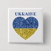 Ukraine Flaggen Glitzer Imitate Glitzern Herzstück Button (Vorderseite)