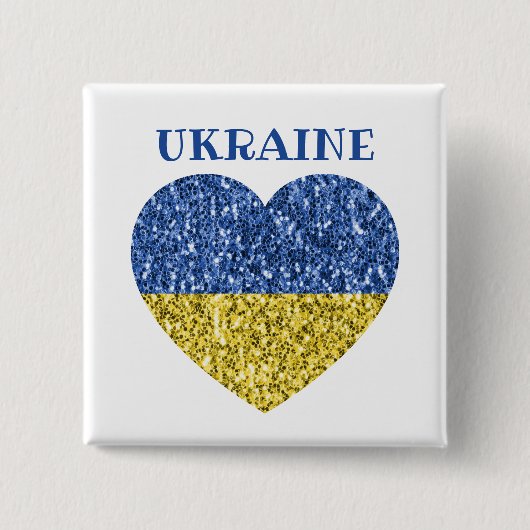 Ukraine Flaggen Glitzer Imitate Glitzern Herzstück Button (Vorderseite)