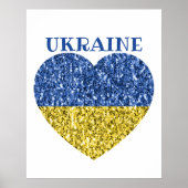 Ukraine Flaggen Glitzer Imitate Glitzern Herzstück Poster (Vorne)