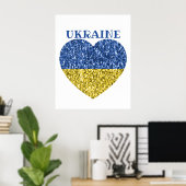 Ukraine Flaggen Glitzer Imitate Glitzern Herzstück Poster (Heimbüro)
