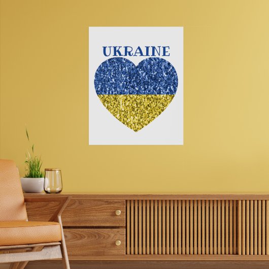 Ukraine Flaggen Glitzer Imitate Glitzern Herzstück Poster (Wohnzimmer 2)